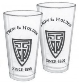 A pair of Trow and Holden branded drinking glasses