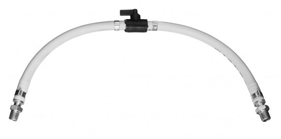 A white two foot air hose whip