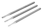 A set of three carbide carving chisels for use on soft stone