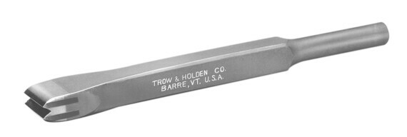 A carbide double blade chisel for creating parallel lines on stone surfaces