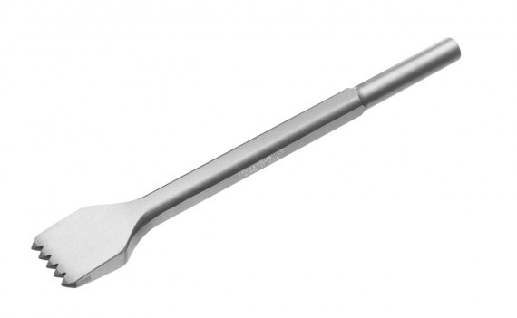 A one inch carbide marble cutting chisel with b teeth for use on softer types of stone
