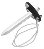 A  black polyurethane hand shield attached to a steel chisel