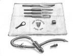 A pneumatic mortar removal set consisting of chisels and pneumatic parts