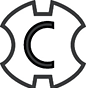 A logo with the letter c in the middle