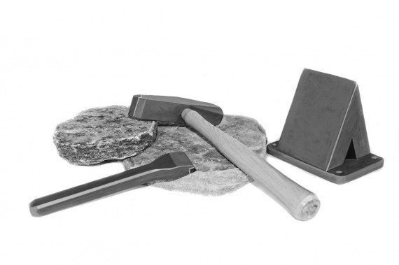 A stone hammer chisel and wedge used for thin stone shaping