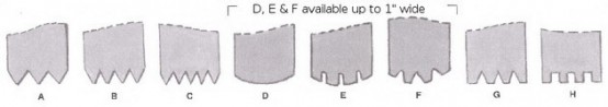 A diagrram of carbide roughing chisel tooth arrangements styles and lengths