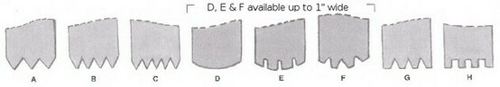 A diagram of the arrangement style and length of teeth on a carbide limestone chisel