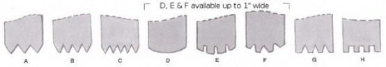 A diagram of the arrangement style and length of teeth on a carbide limestone chisel