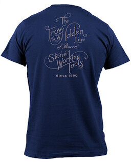 A deep navy trow and holden branded t shirt with cream lettering on it