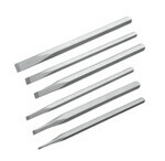 Carbide tipped chisels of varying sizes used for carving letters into stone