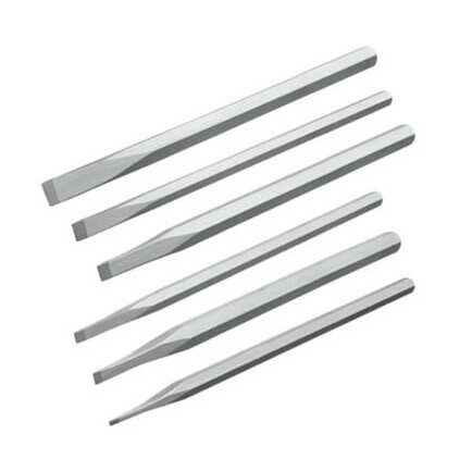 Carbide tipped chisels of varying sizes used for carving letters into stone