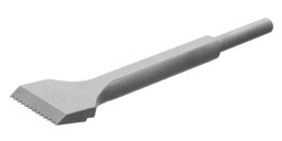 A steel chisel for restoring or creating parallel lines in limestone