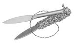 A set of steel walling pins attached with a thin chain